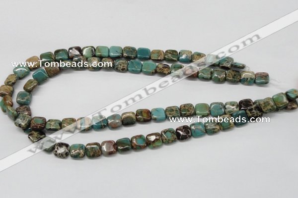 CAT5018 15.5 inches 10*10mm square natural aqua terra jasper beads