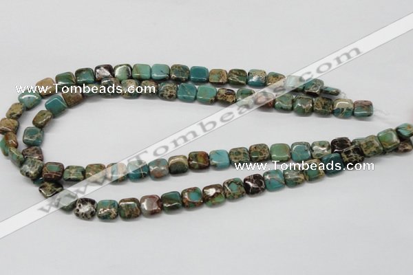 CAT5018 15.5 inches 10*10mm square natural aqua terra jasper beads
