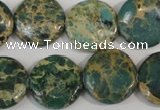 CAT5031 15.5 inches 20mm flat round natural aqua terra jasper beads