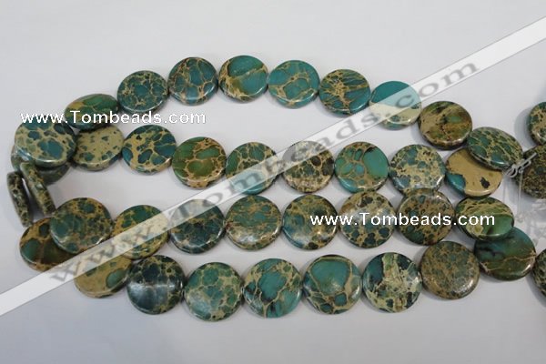 CAT5032 15.5 inches 22mm flat round natural aqua terra jasper beads