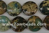 CAT5034 15.5 inches 18mm flat round natural aqua terra jasper beads