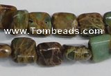 CAT5037 15.5 inches 6*6mm square natural aqua terra jasper beads