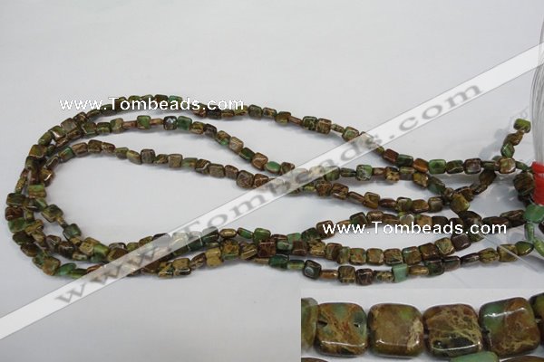 CAT5037 15.5 inches 6*6mm square natural aqua terra jasper beads