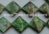 CAT57 15.5 inches 16*16mm diamond dyed natural aqua terra jasper beads