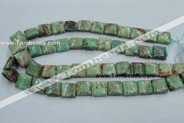 CAT68 15.5 inches 16*16mm square dyed natural aqua terra jasper beads