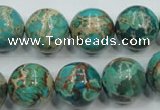CAT77 15.5 inches 14mm round dyed natural aqua terra jasper beads