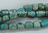 CAT78 15.5 inches 7*9mm nuggets dyed natural aqua terra jasper beads