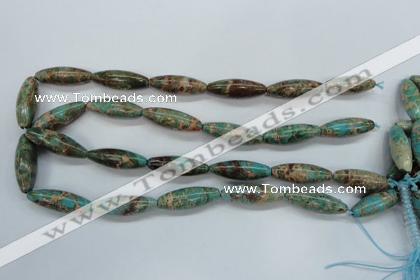 CAT80 15.5 inches 10*30mm rice dyed natural aqua terra jasper beads