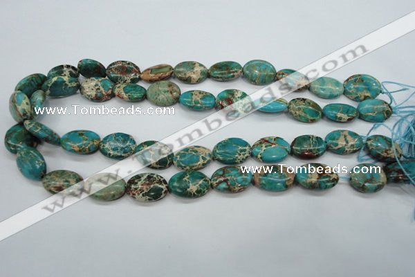 CAT98 15.5 inches 13*18mm oval dyed natural aqua terra jasper beads