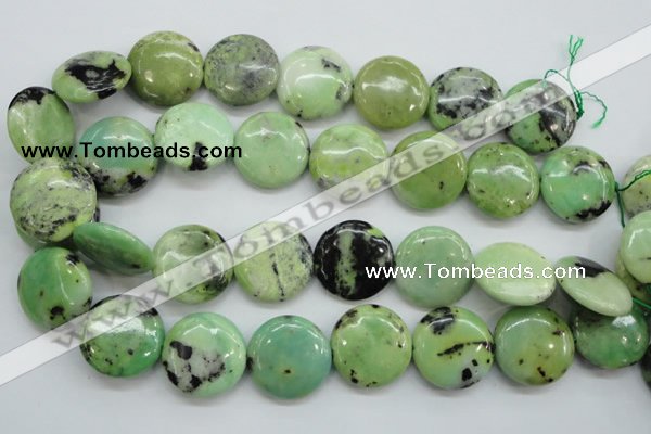 CAU203 15.5 inches 25mm flat round Australia chrysoprase beads