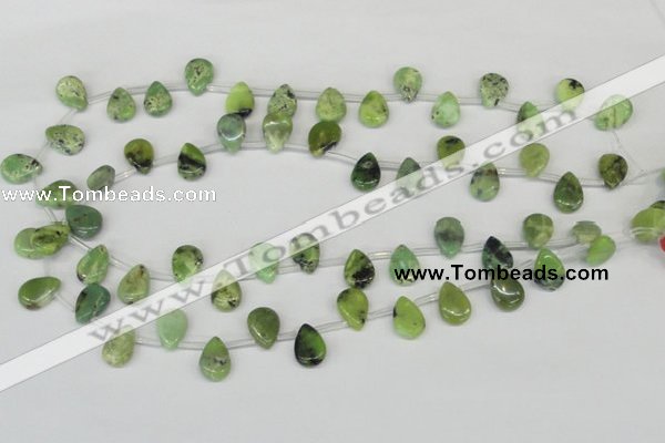 CAU42 10*14mm top-drilled flat teardrop australia chrysoprase beads