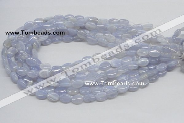 CBC09 15.5 inches 10*14mm oval blue chalcedony beads wholesale