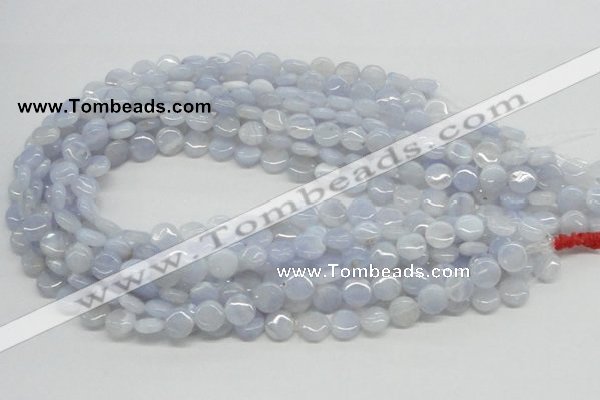 CBC11 15.5 inches 10mm flat round blue chalcedony beads wholesale