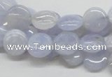 CBC12 15.5 inches 12mm flat round blue chalcedony beads wholesale