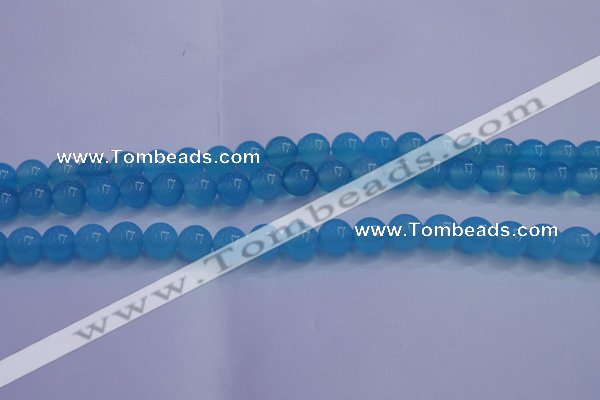 CBC262 15.5 inches 8mm AA grade round ocean blue chalcedony beads