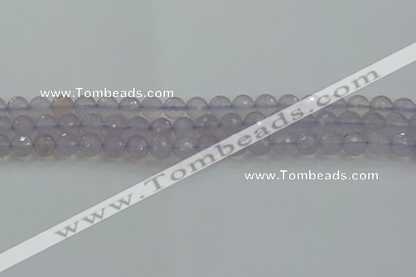 CBC436 15.5 inches 8mm faceted round purple chalcedony beads