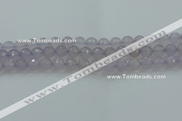 CBC438 15.5 inches 12mm faceted round purple chalcedony beads