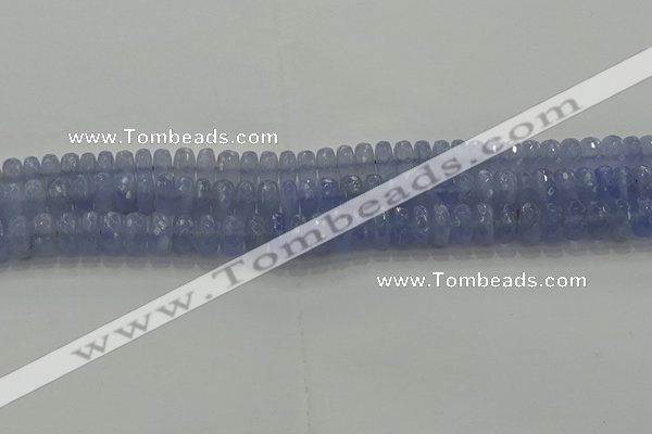 CBC447 15.5 inches 6*10mm faceted rondelle blue chalcedony beads