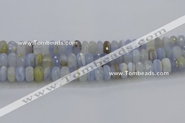 CBC467 15.5 inches 7*12mm faceted rondelle blue chalcedony beads