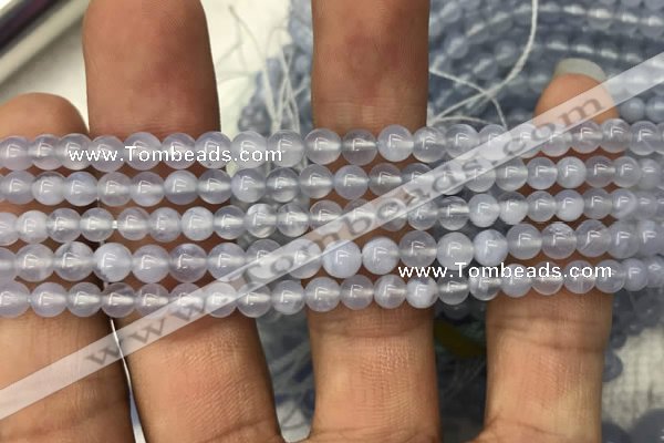 CBC718 15.5 inches 4mm round blue chalcedony gemstone beads