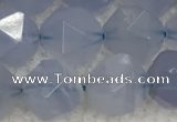 CBC742 15.5 inches 10mm faceted nuggets blue chalcedony beads