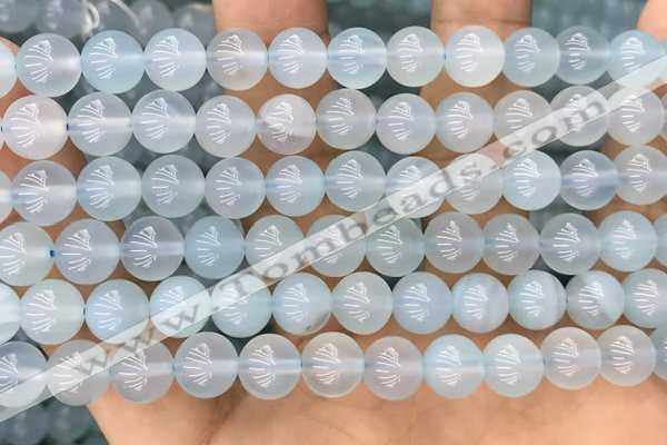 CBC810 15.5 inches 8mm round blue chalcedony gemstone beads