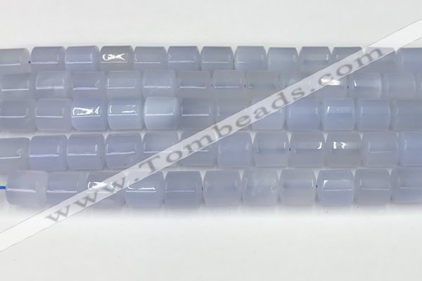 CBC824 15.5 inches 10*11mm tube blue chalcedony gemstone beads