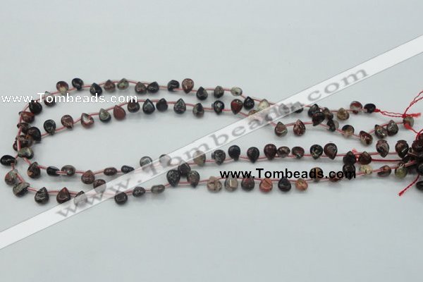 CBD15 6*8mm top-drilled teardrop brecciated jasper gemstone beads