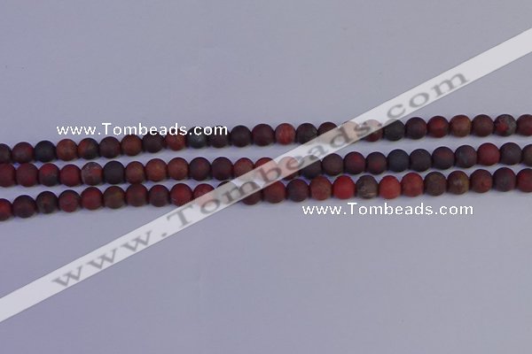 CBD361 15.5 inches 6mm round matte poppy jasper beads wholesale