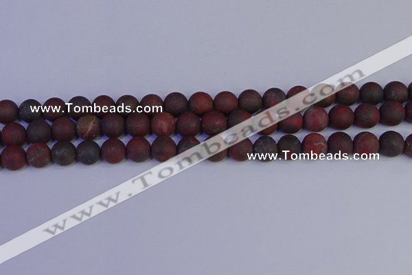 CBD363 15.5 inches 10mm round matte poppy jasper beads wholesale