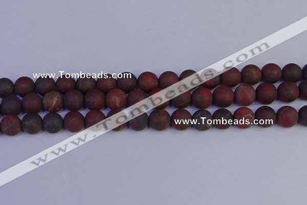 CBD364 15.5 inches 12mm round matte poppy jasper beads wholesale