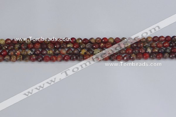 CBD368 15.5 inches 4mm faceted round brecciated jasper beads