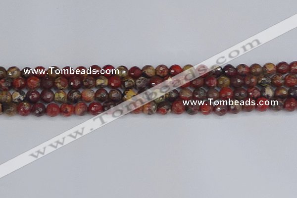 CBD369 15.5 inches 6mm faceted round brecciated jasper beads