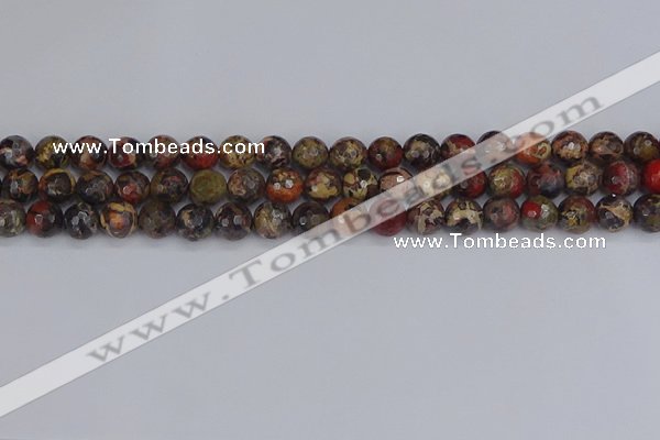 CBD370 15.5 inches 8mm faceted round brecciated jasper beads