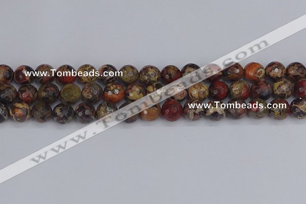 CBD371 15.5 inches 10mm faceted round brecciated jasper beads