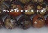 CBD372 15.5 inches 12mm faceted round brecciated jasper beads