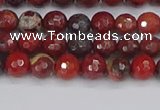 CBD375 15.5 inches 4mm faceted round poppy jasper beads