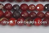 CBD376 15.5 inches 6mm faceted round poppy jasper beads