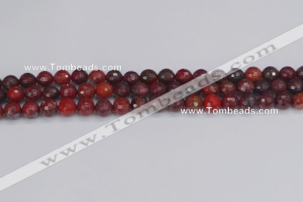 CBD377 15.5 inches 8mm faceted round poppy jasper beads