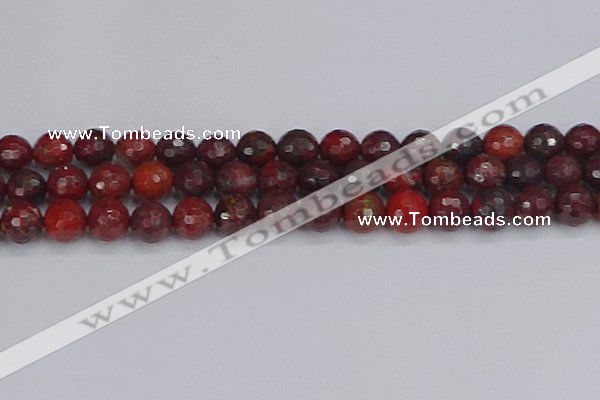 CBD379 15.5 inches 12mm faceted round poppy jasper beads