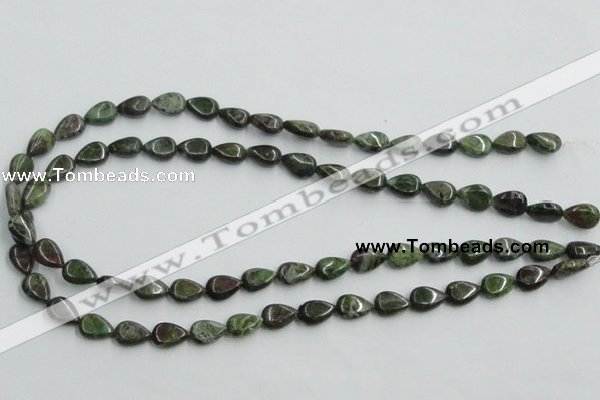 CBG08 15.5 inches 8*12mm flat teardrop bronze green gemstone beads