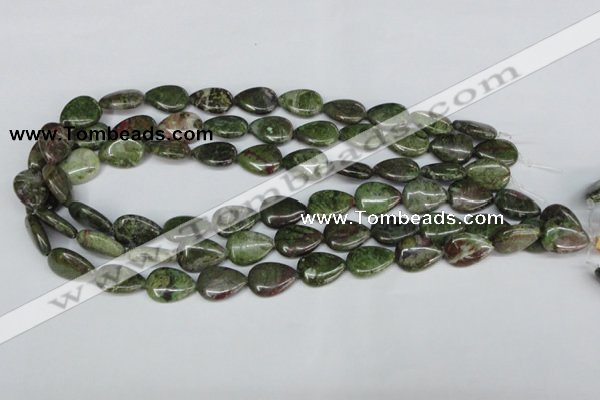 CBG09 15.5 inches 13*18mm flat teardrop bronze green gemstone beads