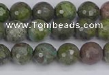 CBG102 15.5 inches 8mm faceted round bronze green gemstone beads