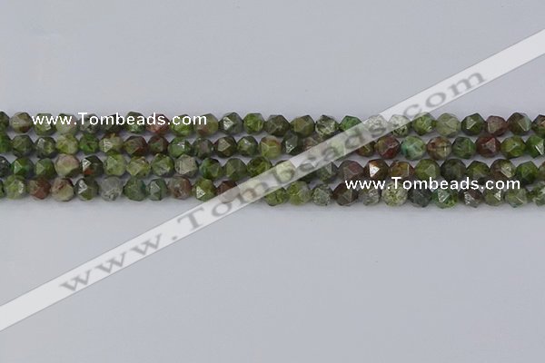 CBG108 15.5 inches 6mm faceted nuggets bronze green gemstone beads