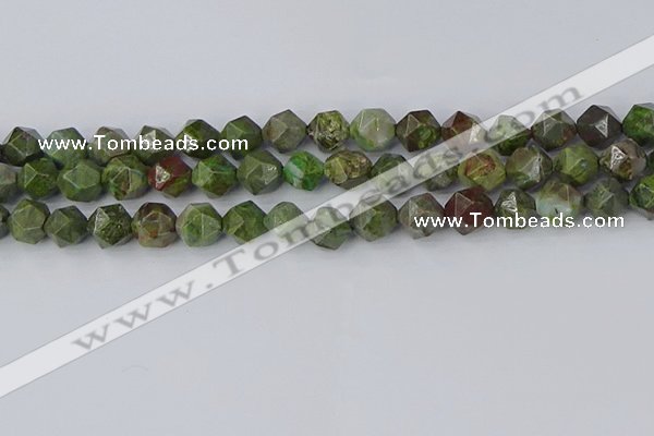 CBG110 15.5 inches 10mm faceted nuggets bronze green gemstone beads