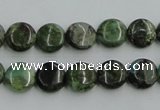 CBG12 15.5 inches 8mm flat round bronze green gemstone beads