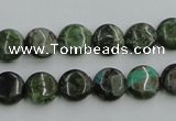 CBG14 15.5 inches 10mm flat round bronze green gemstone beads