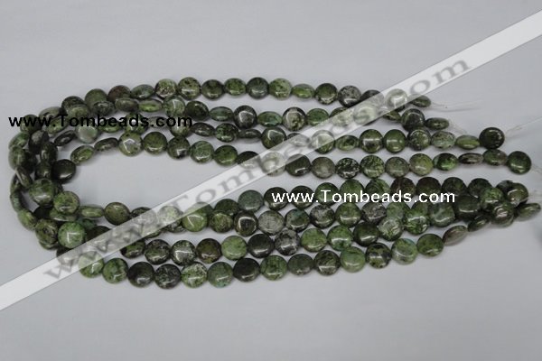 CBG14 15.5 inches 10mm flat round bronze green gemstone beads