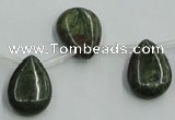 CBG21 13*18mm top-drilled flat teardrop bronze green gemstone beads