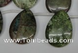 CBG24 Top-drilled 22*30mm flat teardrop bronze green gemstone beads